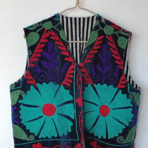 Blue suzani vest